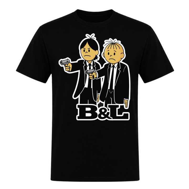 B&amp;L Gangster Unisex T-Shirt in Schwarz – Vorderseite – polnischer Spruch