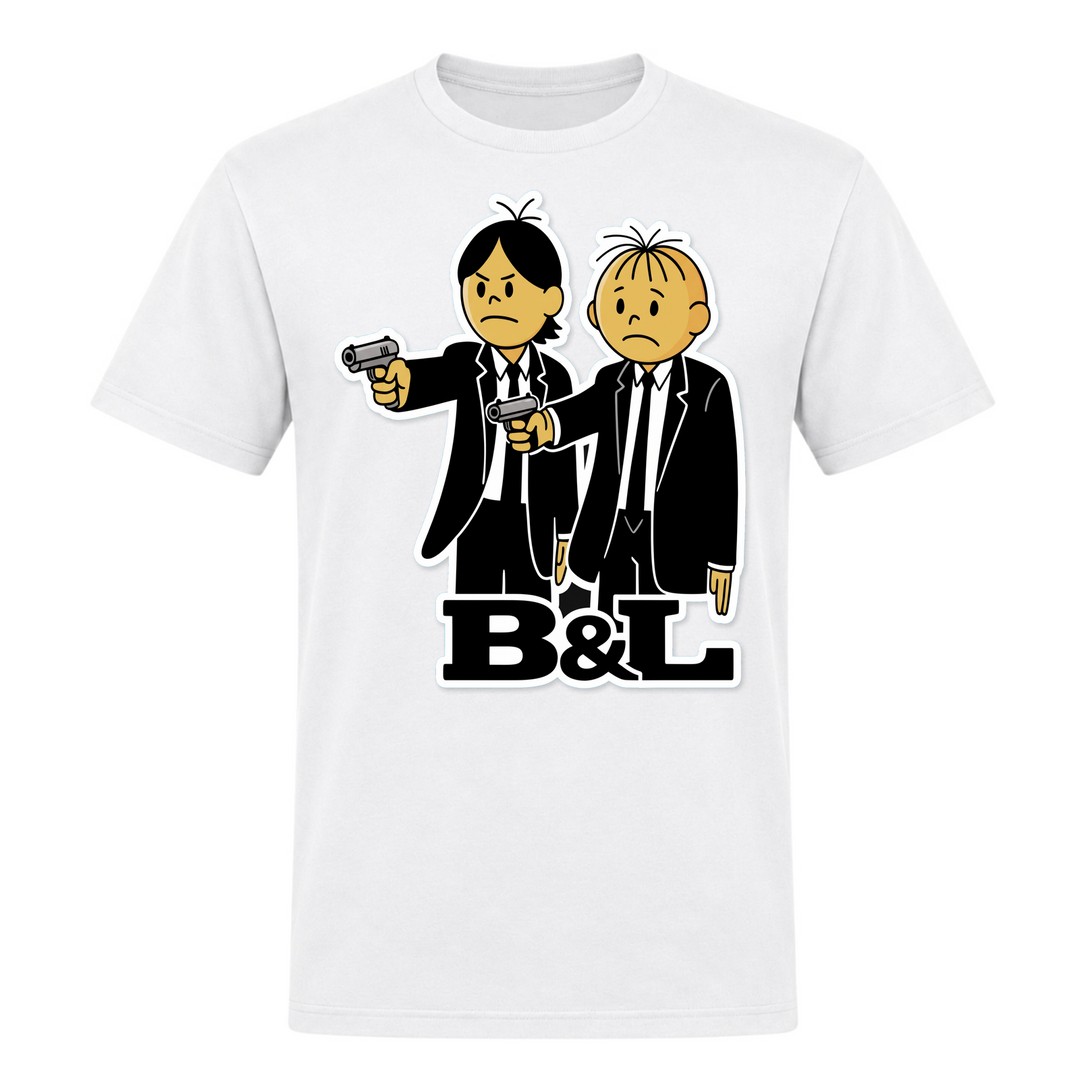 B&amp;L Gangster Unisex T-Shirt in Weiß – Vorderseite – polnischer Spruch