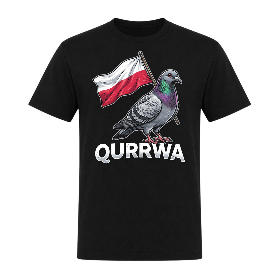 Qurrwa Unisex T-Shirt in Schwarz – Vorderseite – polnischer Spruch