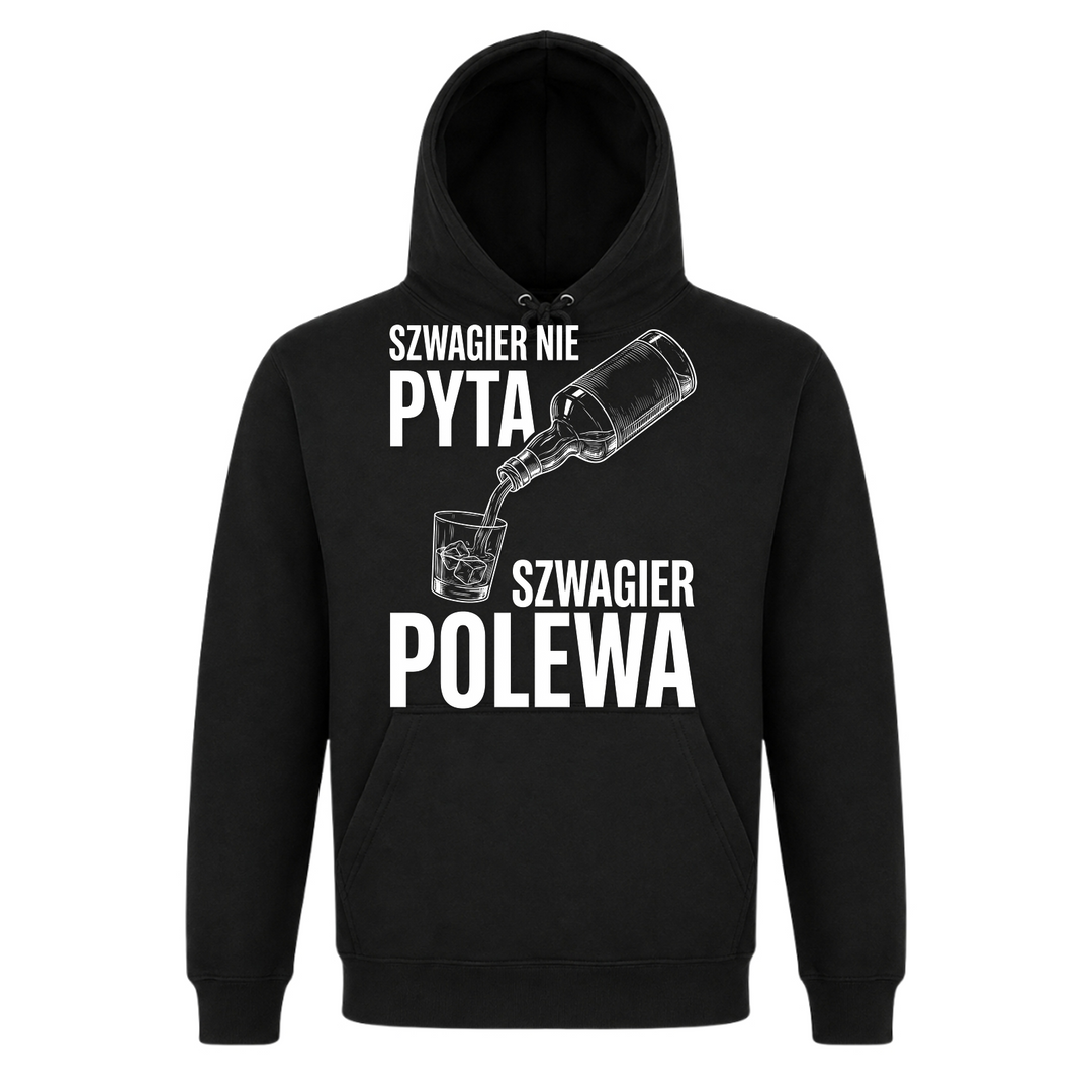 Szwagier polewa Premium Unisex Hoodie in Schwarz – Vorderseite – polnischer Spruch
