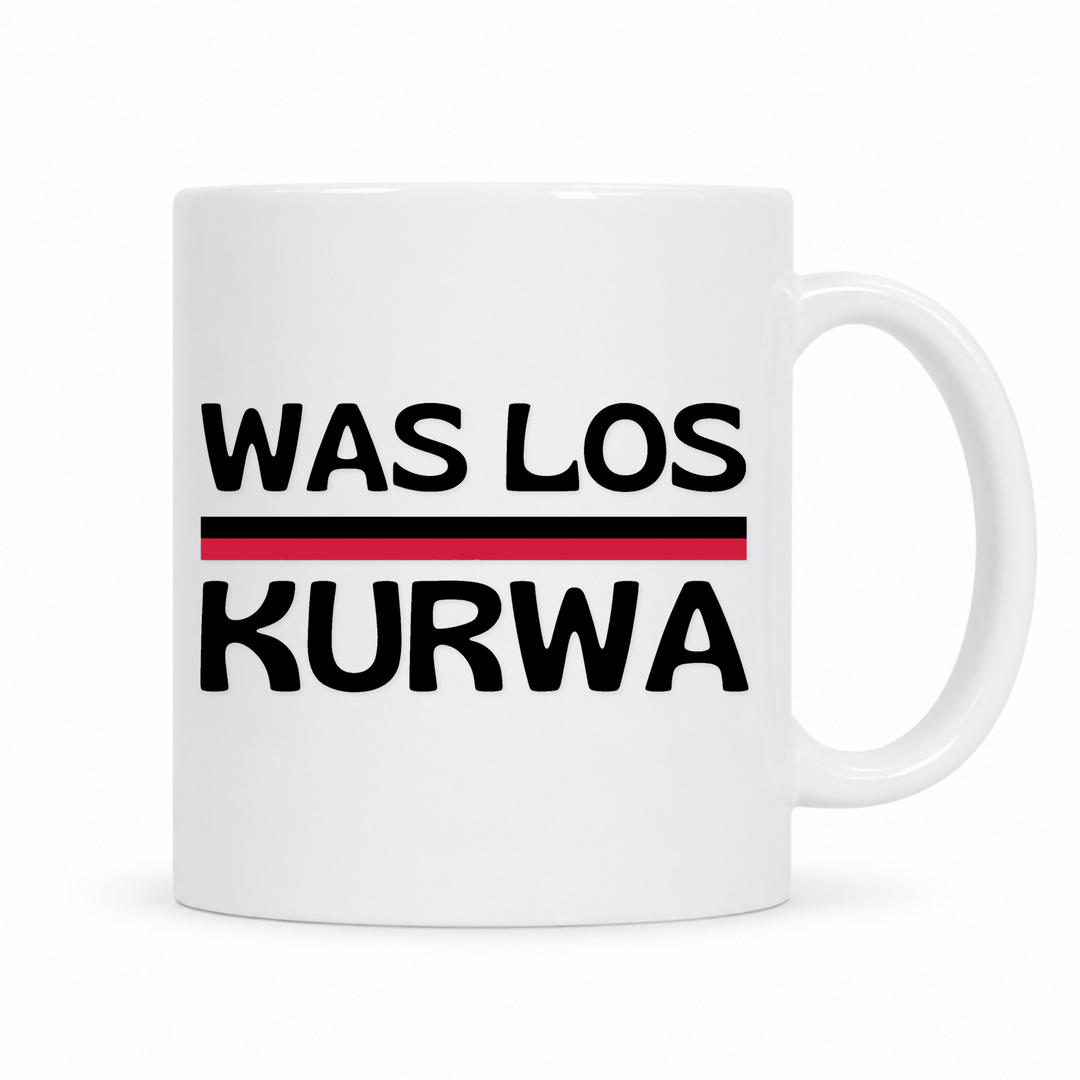 Was los Kurwa Tasse – weiße Keramiktasse mit polnischem Spruch