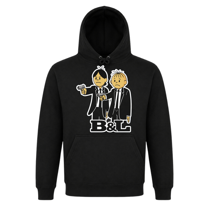 B&amp;L Gangster Unisex Hoodie in Schwarz – Vorderseite – polnischer Spruch